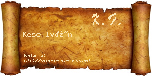 Kese Iván névjegykártya