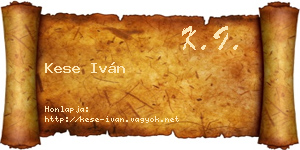 Kese Iván névjegykártya